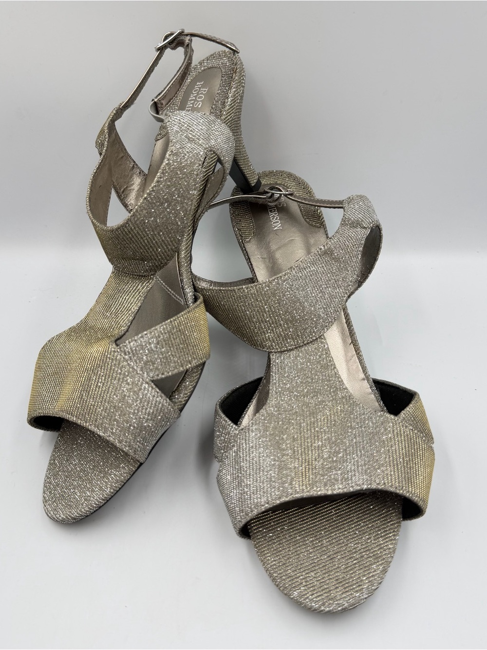 Ros Hommerson Lucky Sandal Womens 12WW Shimmer Gold Silver Metallic